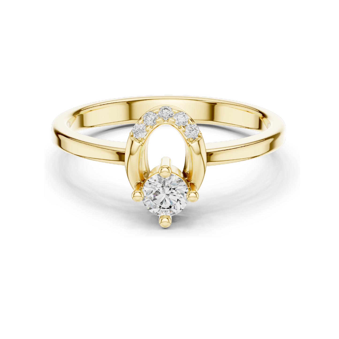0.183 CT Horseshoe Lab Diamond Ring for Women | VVS-VS EF CVD Diamonds | 18KT, 14KT, 10KT Gold & 925 Silver | Rose, Yellow & White Gold | Lucky Design Engagement Ring