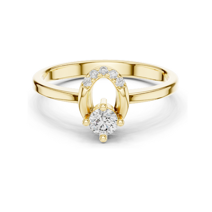 0.183 CT Horseshoe Lab Diamond Ring for Women | VVS-VS EF CVD Diamonds | 18KT, 14KT, 10KT Gold & 925 Silver | Rose, Yellow & White Gold | Lucky Design Engagement Ring