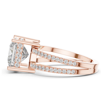 0.45 CT Princess Cut Lab Diamond Split Shank Ring for Women | VVS-VS EF Clarity | 18KT, 14KT, 10KT Gold & 925 Silver | Yellow, Rose & White Gold | Lab Diamond & Moissanite Options