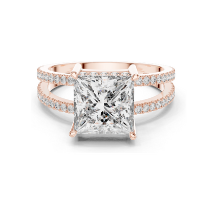 0.45 CT Princess Cut Lab Diamond Split Shank Ring for Women | VVS-VS EF Clarity | 18KT, 14KT, 10KT Gold & 925 Silver | Yellow, Rose & White Gold | Lab Diamond & Moissanite Options
