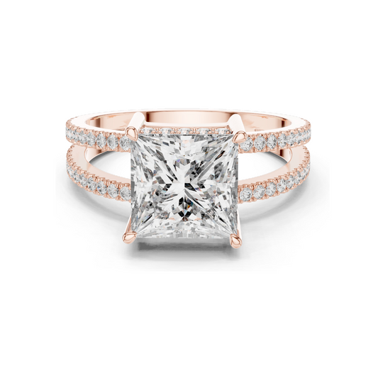 0.45 CT Princess Cut Lab Diamond Split Shank Ring for Women | VVS-VS EF Clarity | 18KT, 14KT, 10KT Gold & 925 Silver | Yellow, Rose & White Gold | Lab Diamond & Moissanite Options