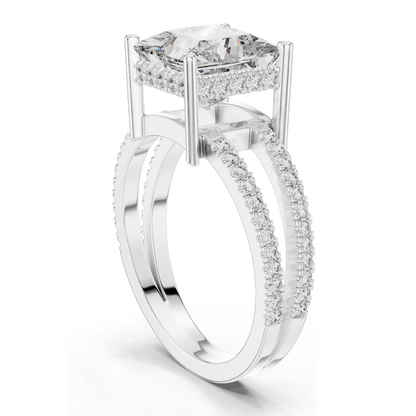 0.45 CT Princess Cut Lab Diamond Split Shank Ring for Women | VVS-VS EF Clarity | 18KT, 14KT, 10KT Gold & 925 Silver | Yellow, Rose & White Gold | Lab Diamond & Moissanite Options