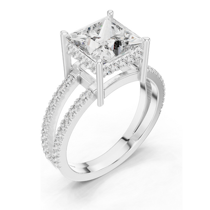 0.45 CT Princess Cut Lab Diamond Split Shank Ring for Women | VVS-VS EF Clarity | 18KT, 14KT, 10KT Gold & 925 Silver | Yellow, Rose & White Gold | Lab Diamond & Moissanite Options