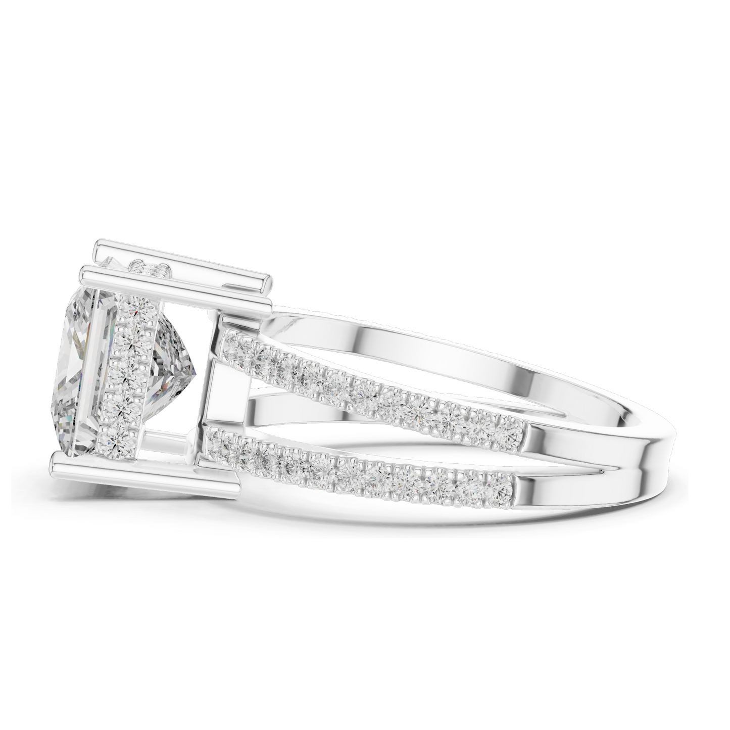 0.45 CT Princess Cut Lab Diamond Split Shank Ring for Women | VVS-VS EF Clarity | 18KT, 14KT, 10KT Gold & 925 Silver | Yellow, Rose & White Gold | Lab Diamond & Moissanite Options