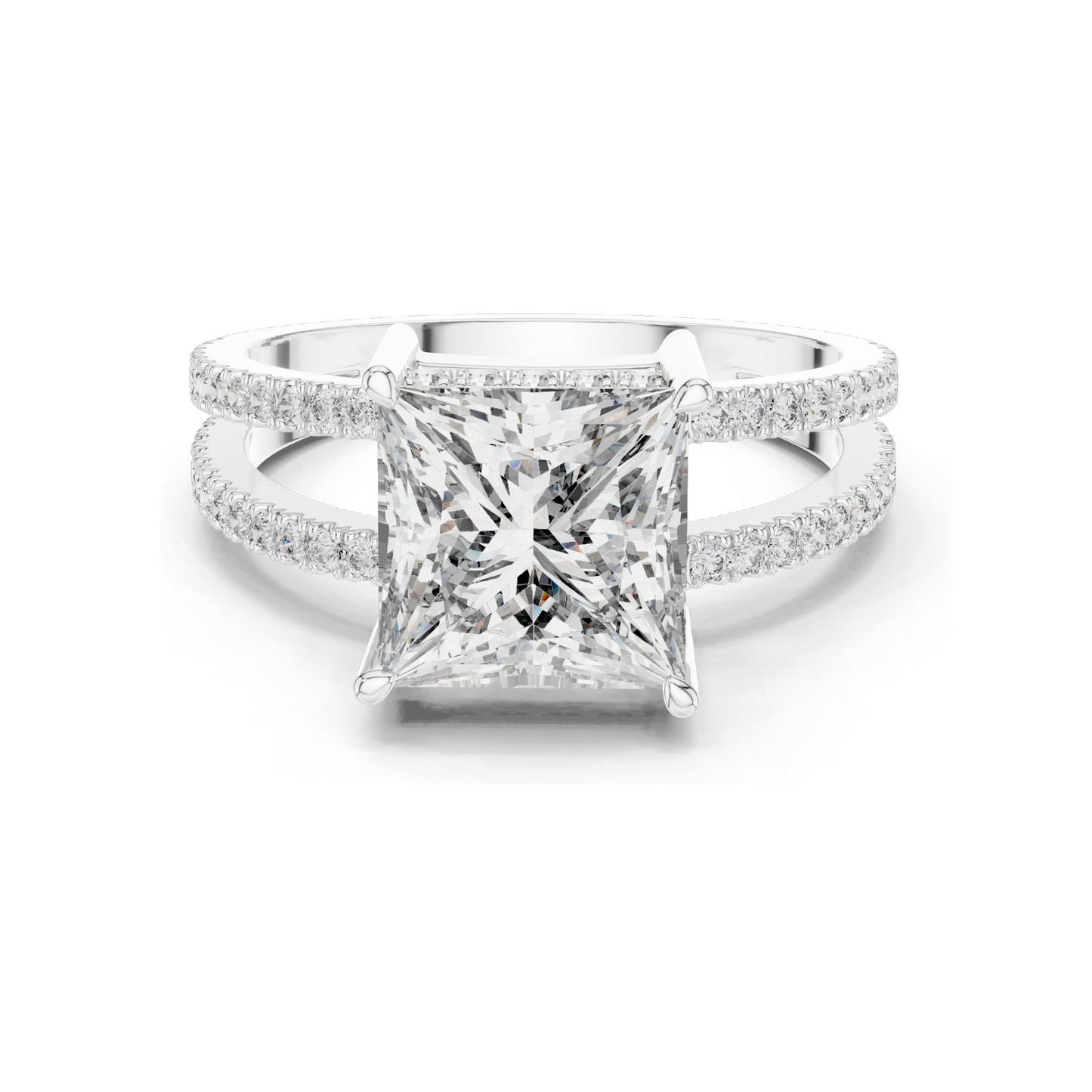 0.45 CT Princess Cut Lab Diamond Split Shank Ring for Women | VVS-VS EF Clarity | 18KT, 14KT, 10KT Gold & 925 Silver | Yellow, Rose & White Gold | Lab Diamond & Moissanite Options