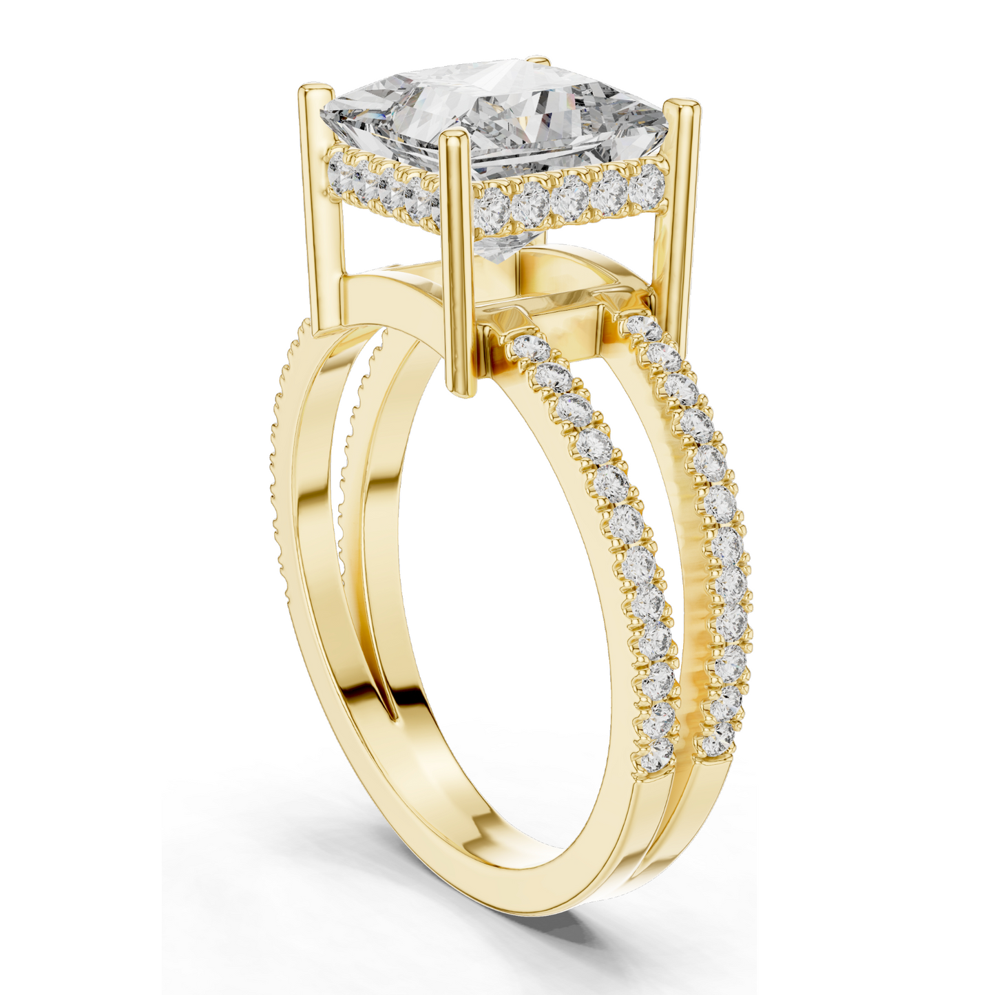 0.45 CT Princess Cut Lab Diamond Split Shank Ring for Women | VVS-VS EF Clarity | 18KT, 14KT, 10KT Gold & 925 Silver | Yellow, Rose & White Gold | Lab Diamond & Moissanite Options