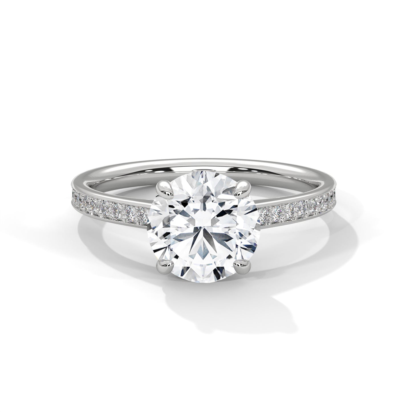 2CT Lab Grown Diamond Engagement Ring | VVS Clarity Solitaire with Side Stones | Solid Gold Wedding Ring | Ethical Diamond Ring for Her