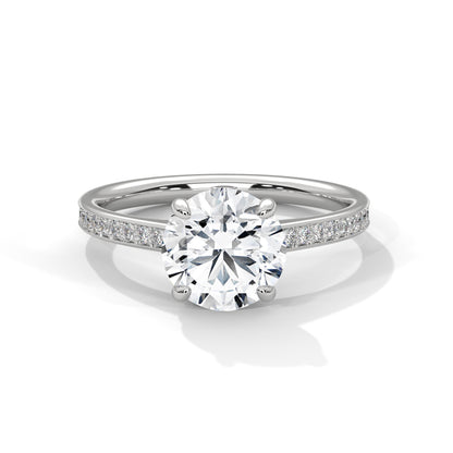 2CT Lab Grown Diamond Engagement Ring | VVS Clarity Solitaire with Side Stones | Solid Gold Wedding Ring | Ethical Diamond Ring for Her