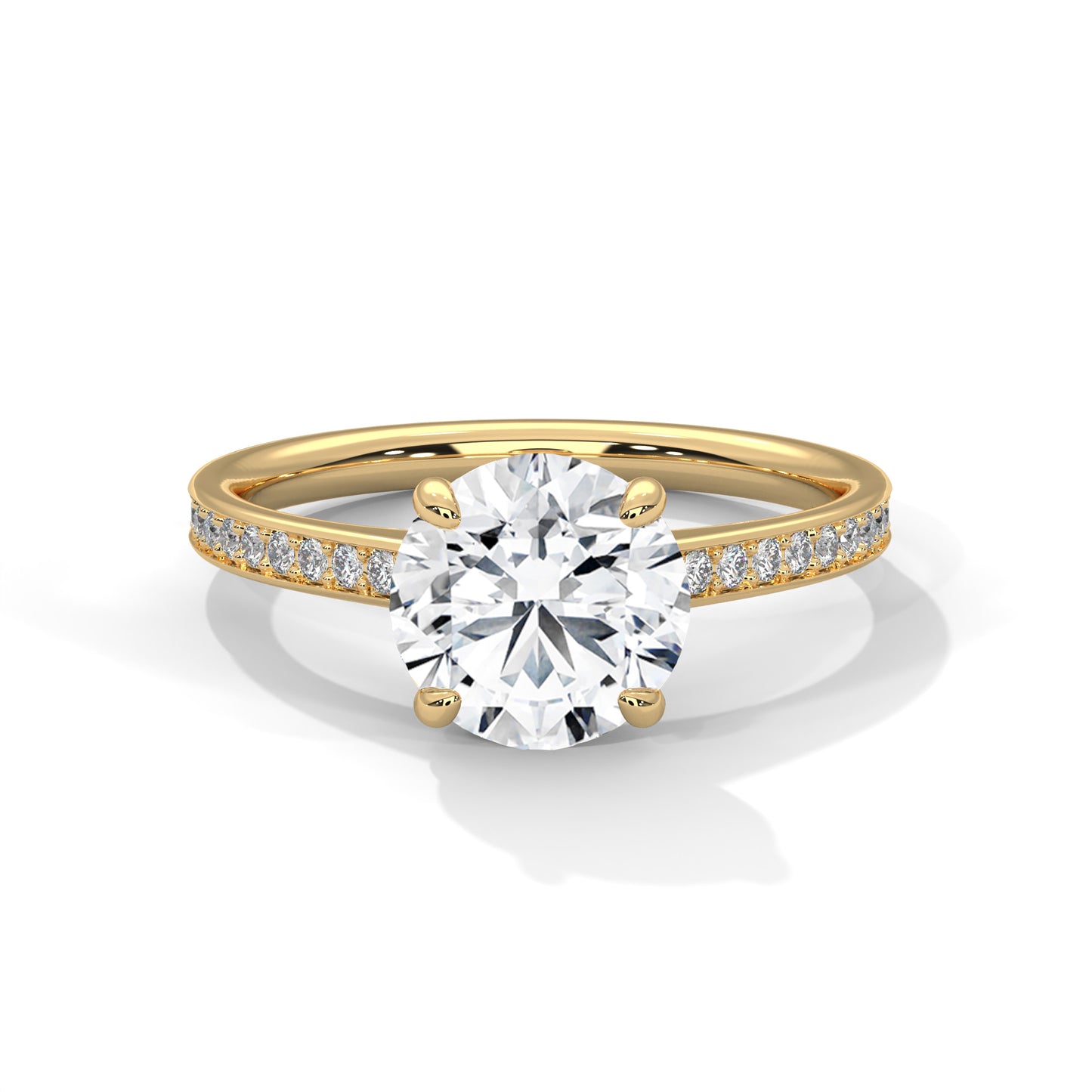 2CT Lab Grown Diamond Engagement Ring | VVS Clarity Solitaire with Side Stones | Solid Gold Wedding Ring | Ethical Diamond Ring for Her