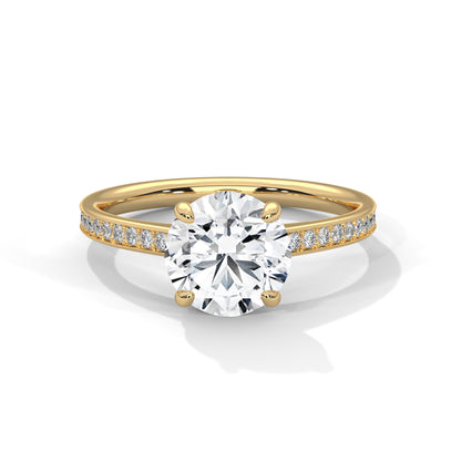 2CT Lab Grown Diamond Engagement Ring | VVS Clarity Solitaire with Side Stones | Solid Gold Wedding Ring | Ethical Diamond Ring for Her