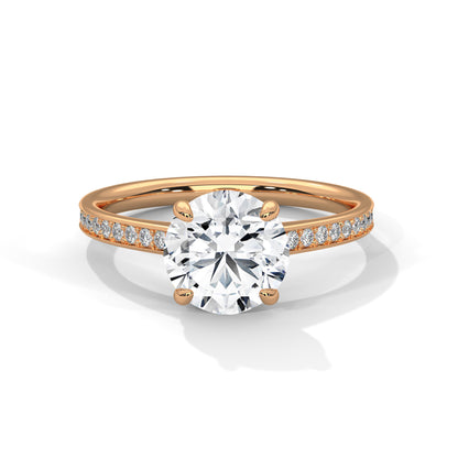 2CT Lab Grown Diamond Engagement Ring | VVS Clarity Solitaire with Side Stones | Solid Gold Wedding Ring | Ethical Diamond Ring for Her