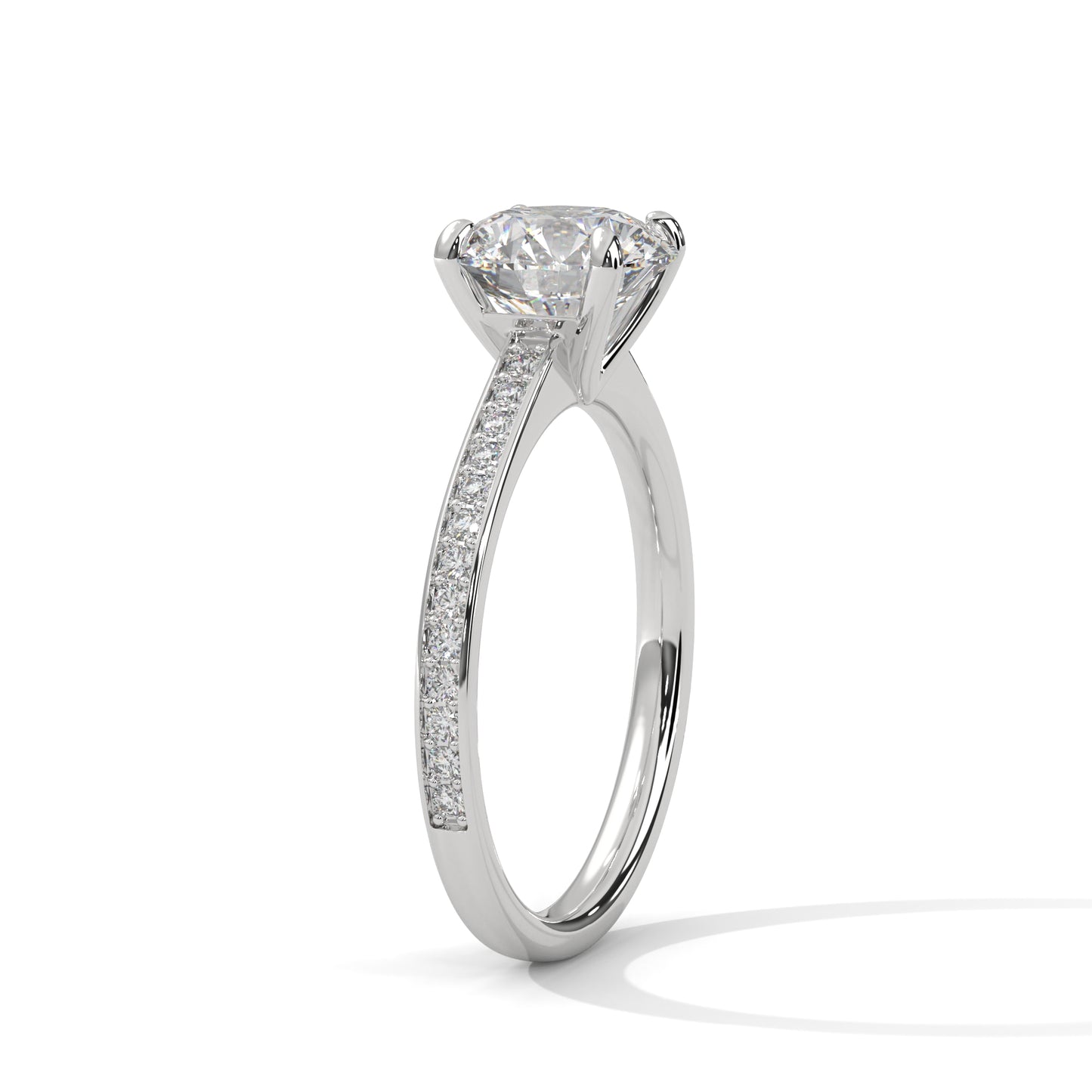 2CT Lab Grown Diamond Engagement Ring | VVS Clarity Solitaire with Side Stones | Solid Gold Wedding Ring | Ethical Diamond Ring for Her