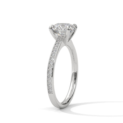 2CT Lab Grown Diamond Engagement Ring | VVS Clarity Solitaire with Side Stones | Solid Gold Wedding Ring | Ethical Diamond Ring for Her