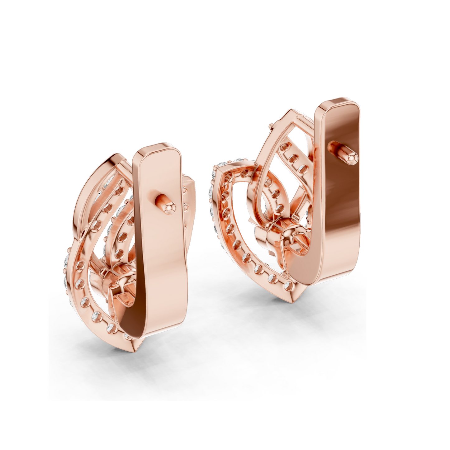 0.546 CT Lab Diamond Leaf Earrings | VVS–VS EF Round Brilliant Cut | 18KT, 14KT, 10KT Gold & 925 Silver | Rose, Yellow, White Gold | Fine Designer Jewelry
