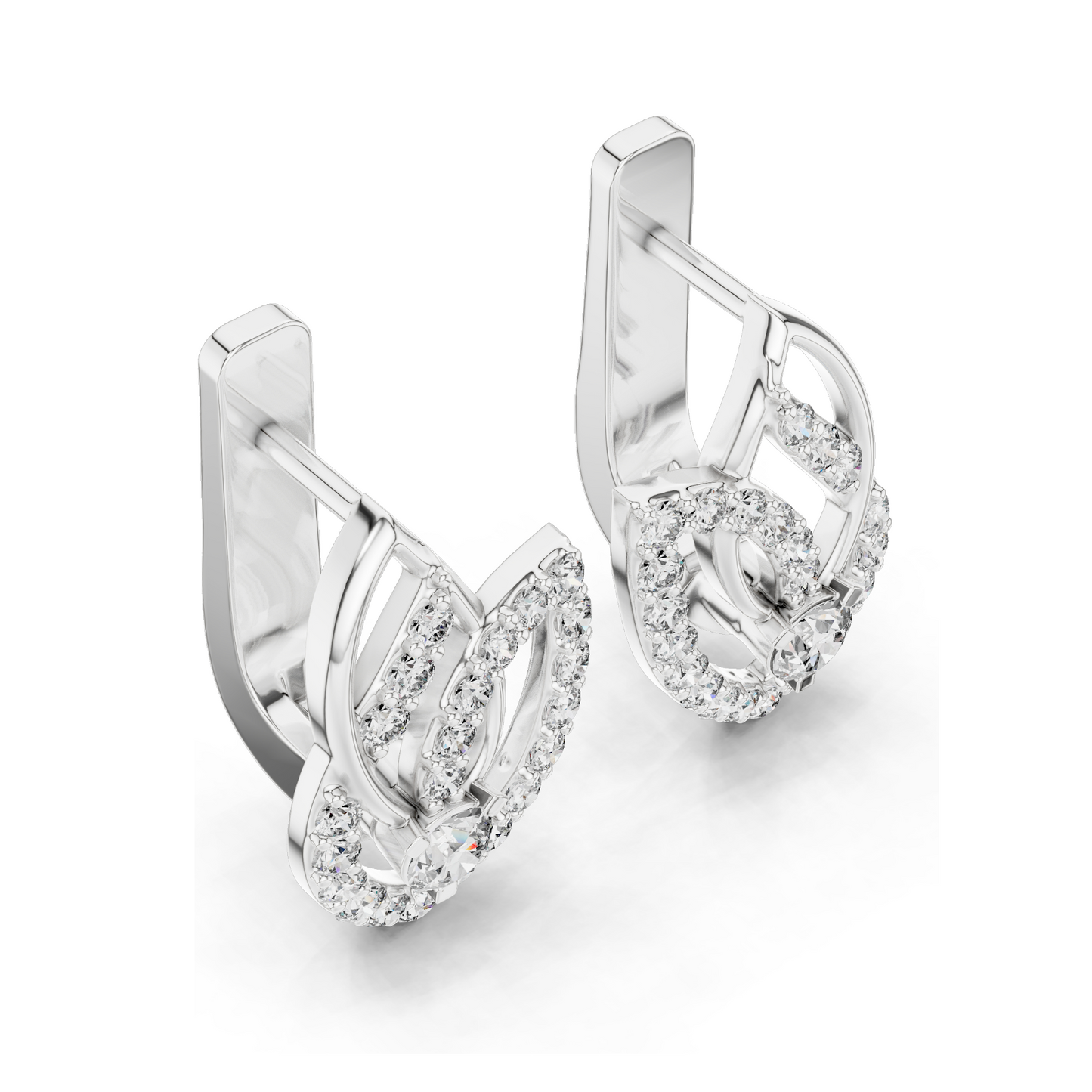 0.546 CT Lab Diamond Leaf Earrings | VVS–VS EF Round Brilliant Cut | 18KT, 14KT, 10KT Gold & 925 Silver | Rose, Yellow, White Gold | Fine Designer Jewelry