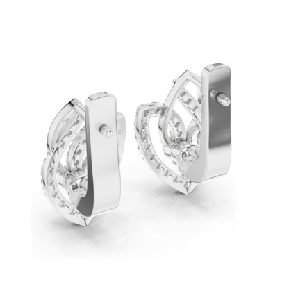 0.546 CT Lab Diamond Leaf Earrings | VVS–VS EF Round Brilliant Cut | 18KT, 14KT, 10KT Gold & 925 Silver | Rose, Yellow, White Gold | Fine Designer Jewelry