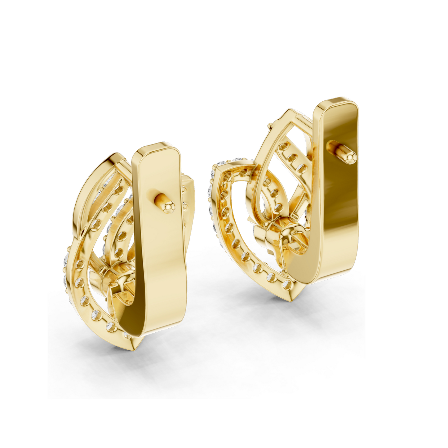 0.546 CT Lab Diamond Leaf Earrings | VVS–VS EF Round Brilliant Cut | 18KT, 14KT, 10KT Gold & 925 Silver | Rose, Yellow, White Gold | Fine Designer Jewelry