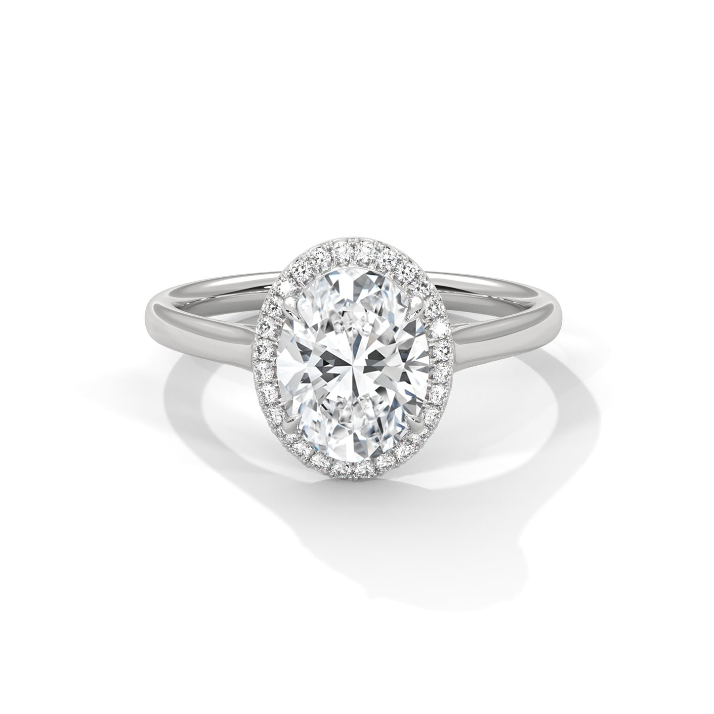 2ct Oval Lab Diamond Engagement Ring in Rose Gold | VVS Halo Ring | Delicate Pave Band | Ethical Bridal Jewelry | Maz Jewels