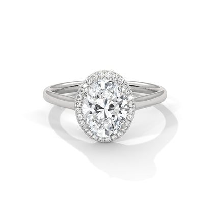 2ct Oval Lab Diamond Engagement Ring in Rose Gold | VVS Halo Ring | Delicate Pave Band | Ethical Bridal Jewelry | Maz Jewels