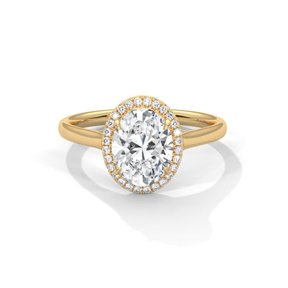 2ct Oval Lab Diamond Engagement Ring in Rose Gold | VVS Halo Ring | Delicate Pave Band | Ethical Bridal Jewelry | Maz Jewels