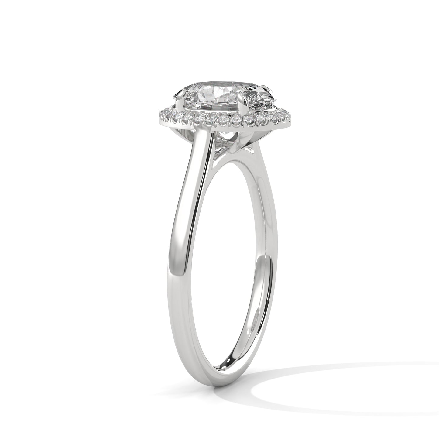 2ct Oval Lab Diamond Engagement Ring in Rose Gold | VVS Halo Ring | Delicate Pave Band | Ethical Bridal Jewelry | Maz Jewels