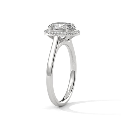 2ct Oval Lab Diamond Engagement Ring in Rose Gold | VVS Halo Ring | Delicate Pave Band | Ethical Bridal Jewelry | Maz Jewels