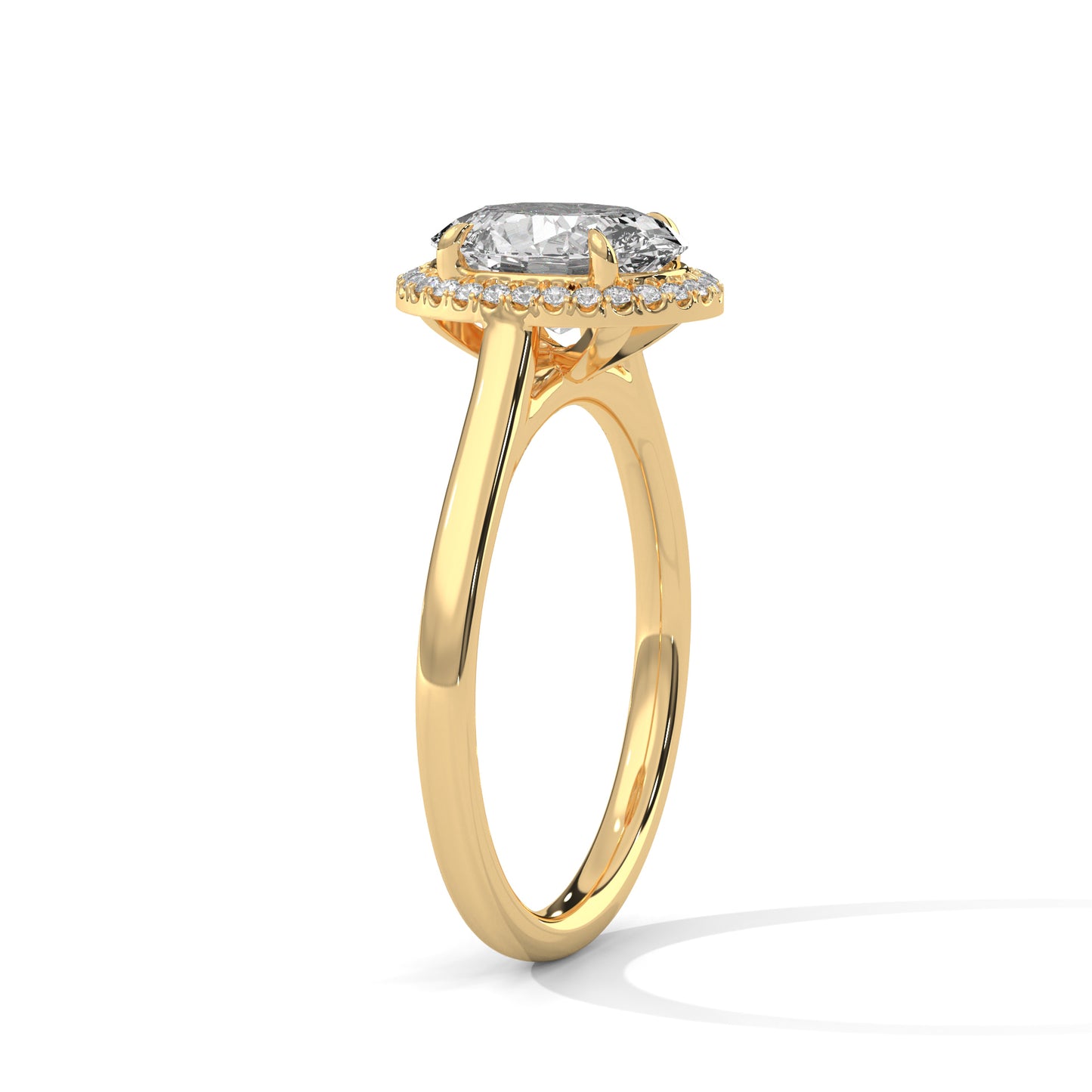 2ct Oval Lab Diamond Engagement Ring in Rose Gold | VVS Halo Ring | Delicate Pave Band | Ethical Bridal Jewelry | Maz Jewels