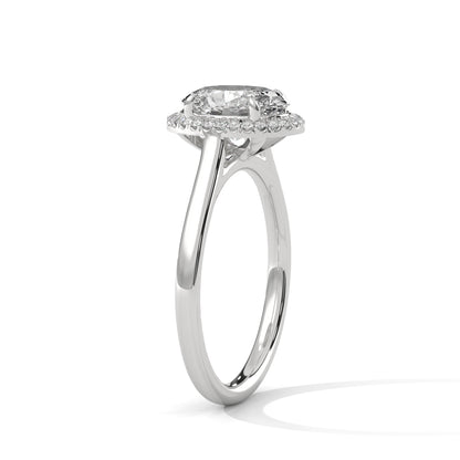 2ct Oval Lab Diamond Engagement Ring in Rose Gold | VVS Halo Ring | Delicate Pave Band | Ethical Bridal Jewelry | Maz Jewels