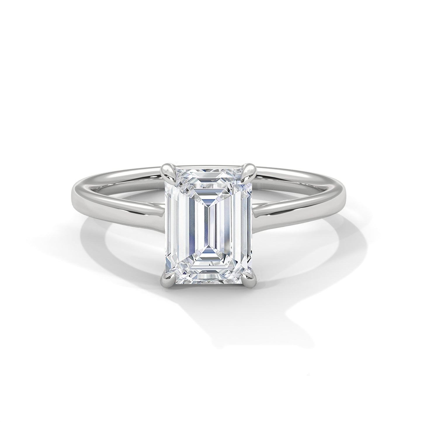 Emerald Cut Lab Diamond Engagement Ring 2ct – White/Rose/Yellow Gold Solitaire Ring | VVS Clarity | Modern Minimalist Wedding Ring
