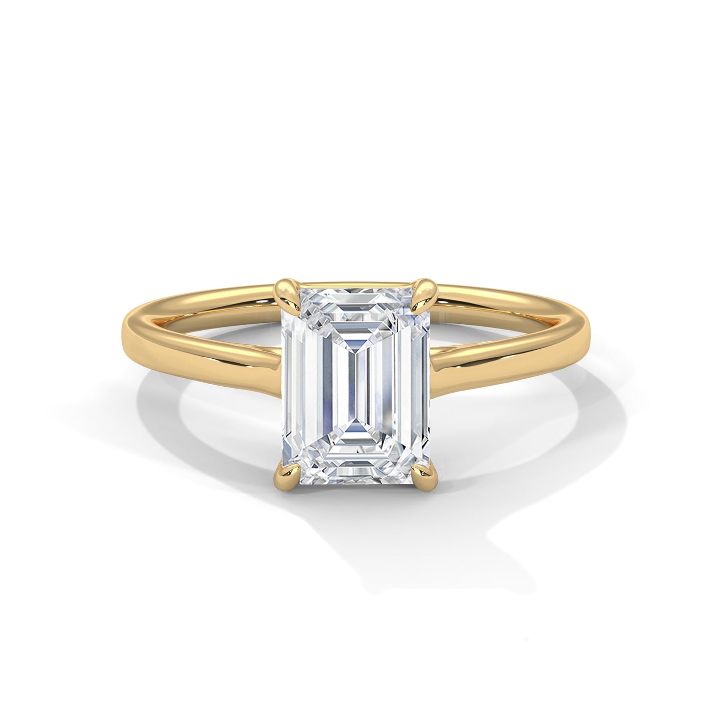 Emerald Cut Lab Diamond Engagement Ring 2ct – White/Rose/Yellow Gold Solitaire Ring | VVS Clarity | Modern Minimalist Wedding Ring
