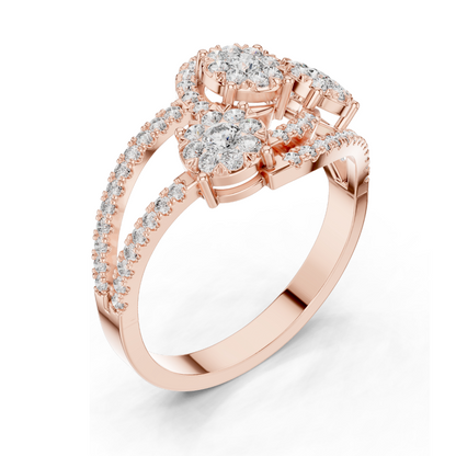 0.655 CT Lab Diamond Ladies Ring | VVS-VS Clarity, EF Color | 18KT, 14KT, 10KT Gold & 925 Silver | Rose, Yellow, White Gold & Moissanite Options