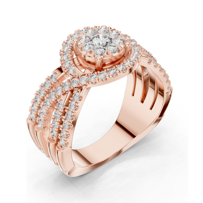 0.816 CT Lab Diamond Ladies Ring | VVS-VS EF Clarity | 18KT, 14KT, 10KT Gold & 925 Silver | Rose, Yellow, White Gold & Moissanite Options