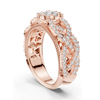 0.824 CT Lab-Grown Diamond Ring for Women | VVS-VS EF Clarity | 18KT, 14KT, 10KT Gold & 925 Silver | Rose, Yellow, White Gold & Moissanite Options