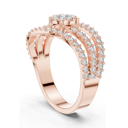 0.766 CT Lab Diamond Engagement Ring | VVS-VS EF Clarity | 18KT, 14KT, 10KT Gold & 925 Silver | Rose, Yellow, White Gold & Moissanite Options