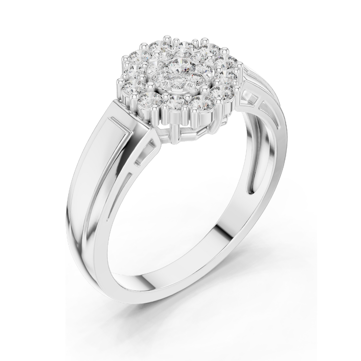 0.402 CT Lab Diamond Cluster Ring for Women | VVS-VS EF Clarity | 18KT, 14KT, 10KT Gold & 925 Silver | Rose, Yellow, White Gold & Moissanite Options