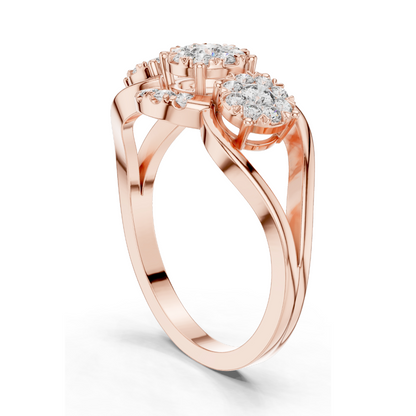 0.522 CT Lab Diamond Cluster Ring for Women | VVS-VS EF Clarity | 18KT, 14KT, 10KT Gold & 925 Silver | Rose, Yellow, White Gold & Moissanite Options