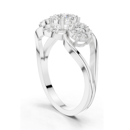 0.522 CT Lab Diamond Cluster Ring for Women | VVS-VS EF Clarity | 18KT, 14KT, 10KT Gold & 925 Silver | Rose, Yellow, White Gold & Moissanite Options