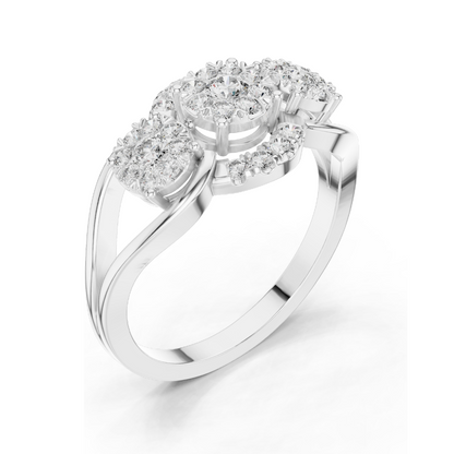 0.522 CT Lab Diamond Cluster Ring for Women | VVS-VS EF Clarity | 18KT, 14KT, 10KT Gold & 925 Silver | Rose, Yellow, White Gold & Moissanite Options