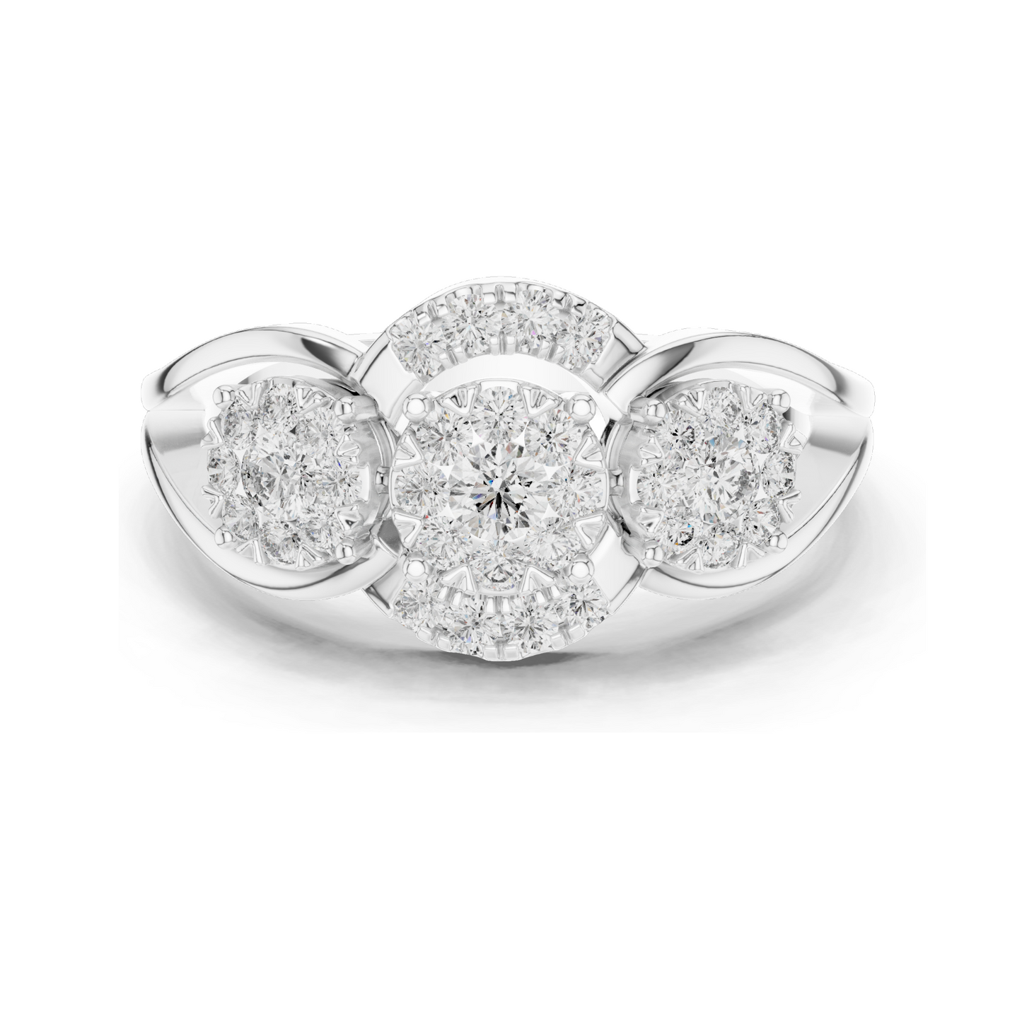 0.522 CT Lab Diamond Cluster Ring for Women | VVS-VS EF Clarity | 18KT, 14KT, 10KT Gold & 925 Silver | Rose, Yellow, White Gold & Moissanite Options