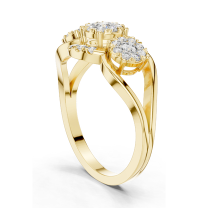 0.522 CT Lab Diamond Cluster Ring for Women | VVS-VS EF Clarity | 18KT, 14KT, 10KT Gold & 925 Silver | Rose, Yellow, White Gold & Moissanite Options