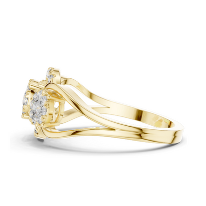 0.522 CT Lab Diamond Cluster Ring for Women | VVS-VS EF Clarity | 18KT, 14KT, 10KT Gold & 925 Silver | Rose, Yellow, White Gold & Moissanite Options