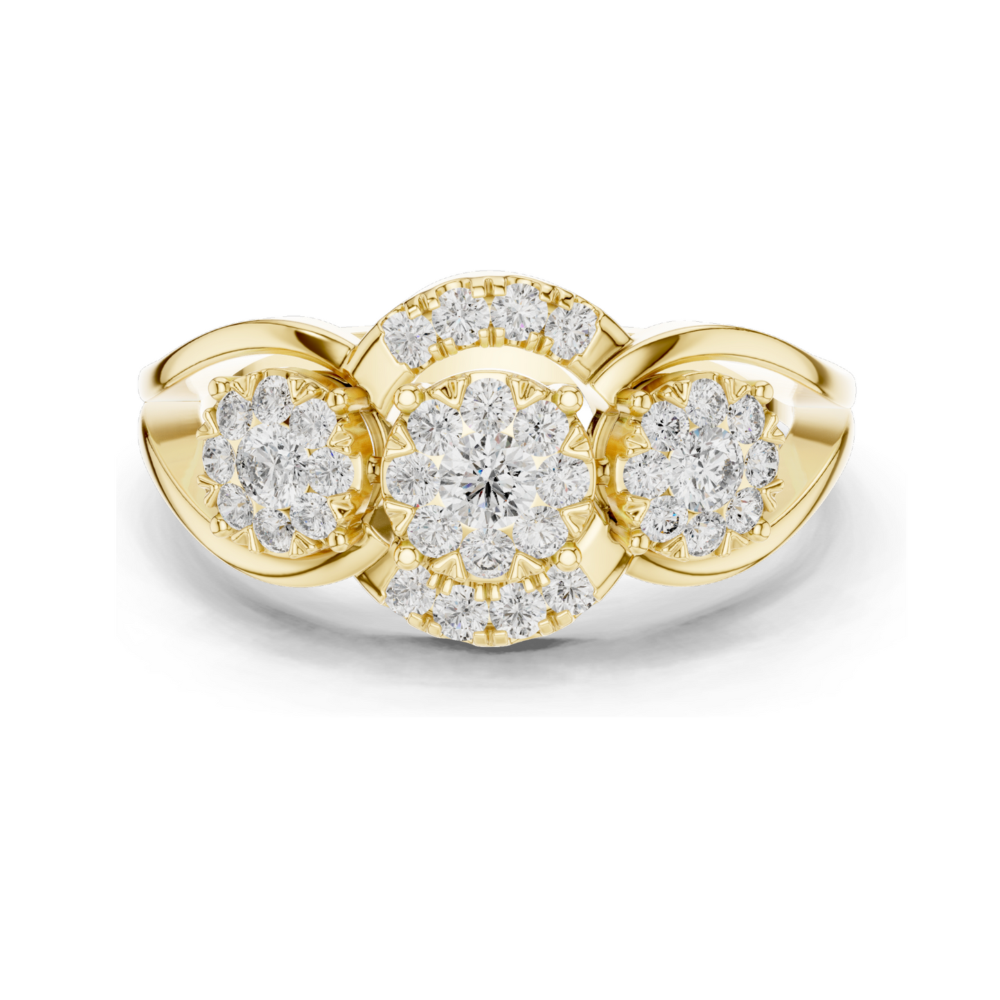 0.522 CT Lab Diamond Cluster Ring for Women | VVS-VS EF Clarity | 18KT, 14KT, 10KT Gold & 925 Silver | Rose, Yellow, White Gold & Moissanite Options