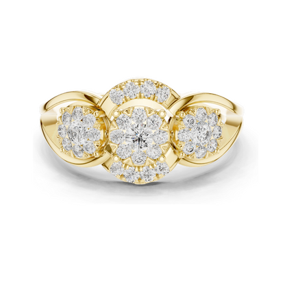 0.522 CT Lab Diamond Cluster Ring for Women | VVS-VS EF Clarity | 18KT, 14KT, 10KT Gold & 925 Silver | Rose, Yellow, White Gold & Moissanite Options