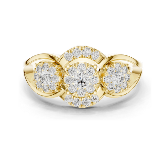 0.522 CT Lab Diamond Cluster Ring for Women | VVS-VS EF Clarity | 18KT, 14KT, 10KT Gold & 925 Silver | Rose, Yellow, White Gold & Moissanite Options