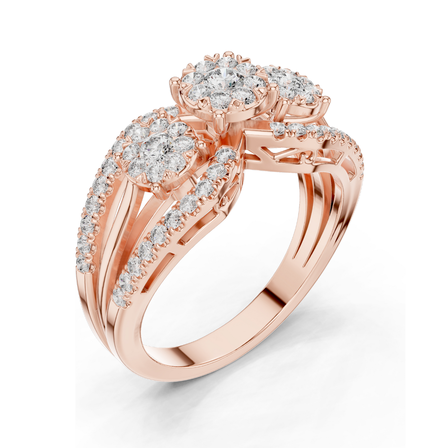 0.746 CT Lab-Grown Diamond Floral Ring for Women | VVS-VS EF Clarity | 18KT, 14KT, 10KT Gold & 925 Silver | Rose, Yellow, White Gold & Moissanite Options