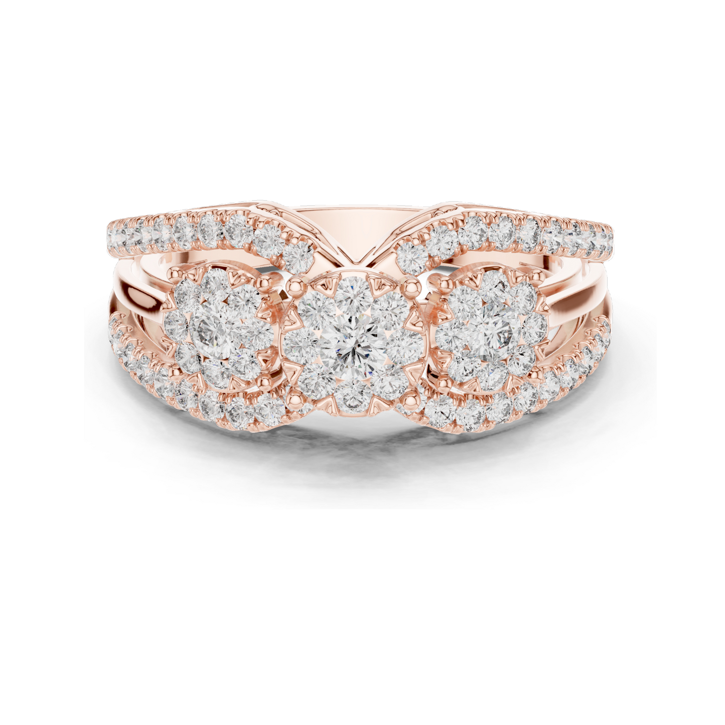 0.746 CT Lab-Grown Diamond Floral Ring for Women | VVS-VS EF Clarity | 18KT, 14KT, 10KT Gold & 925 Silver | Rose, Yellow, White Gold & Moissanite Options
