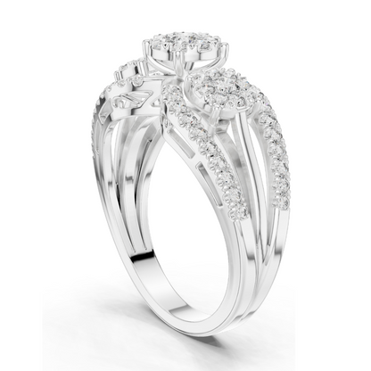 0.746 CT Lab-Grown Diamond Floral Ring for Women | VVS-VS EF Clarity | 18KT, 14KT, 10KT Gold & 925 Silver | Rose, Yellow, White Gold & Moissanite Options