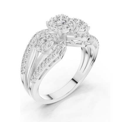 0.746 CT Lab-Grown Diamond Floral Ring for Women | VVS-VS EF Clarity | 18KT, 14KT, 10KT Gold & 925 Silver | Rose, Yellow, White Gold & Moissanite Options
