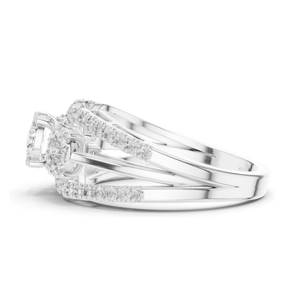 0.746 CT Lab-Grown Diamond Floral Ring for Women | VVS-VS EF Clarity | 18KT, 14KT, 10KT Gold & 925 Silver | Rose, Yellow, White Gold & Moissanite Options