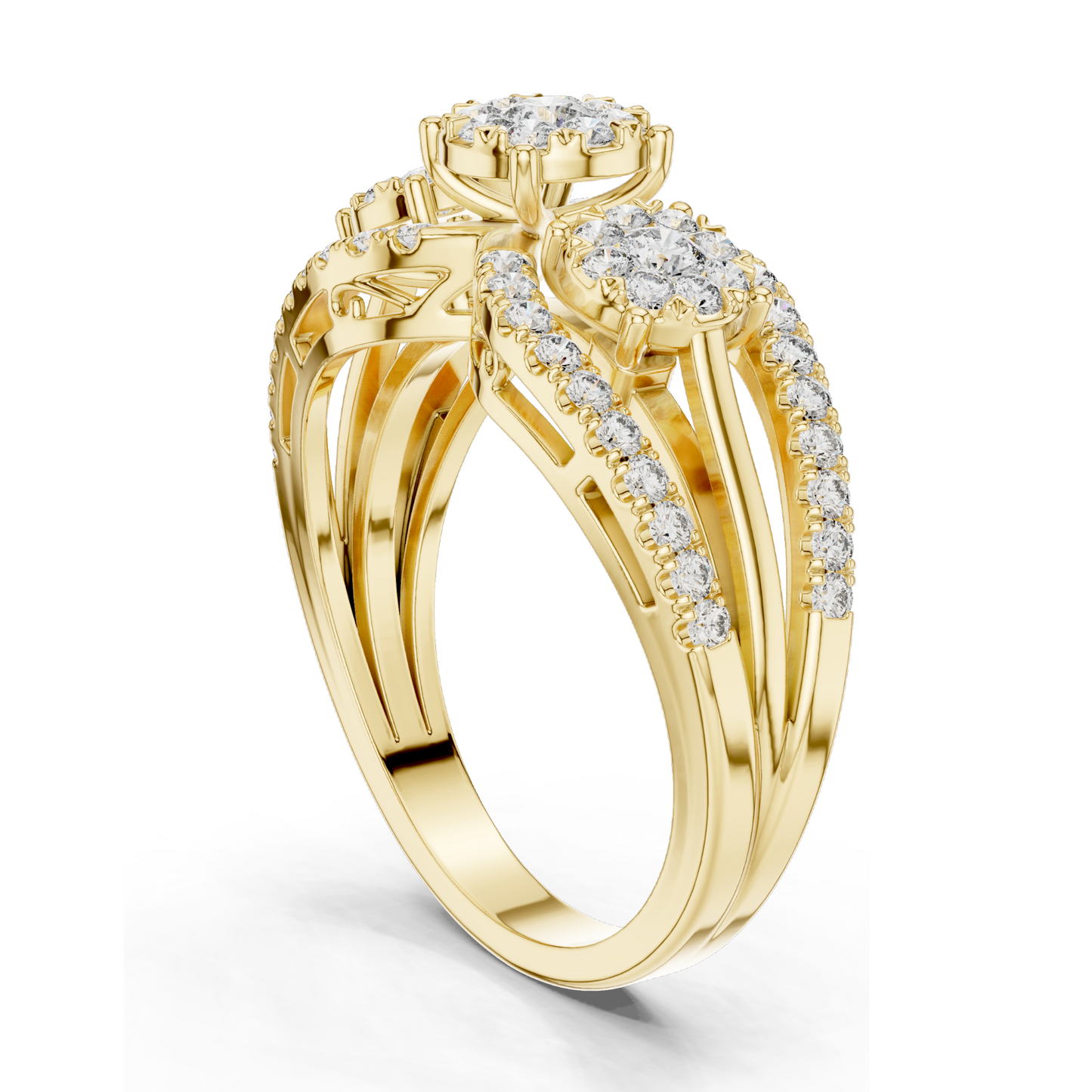 0.746 CT Lab-Grown Diamond Floral Ring for Women | VVS-VS EF Clarity | 18KT, 14KT, 10KT Gold & 925 Silver | Rose, Yellow, White Gold & Moissanite Options
